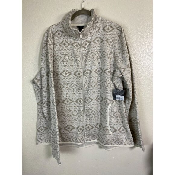 New Eddie Bauer Radiator FZ Women Fleece Jacket Plus Sz 2XL Geometric Aztec Zip - Picture 1 of 14
